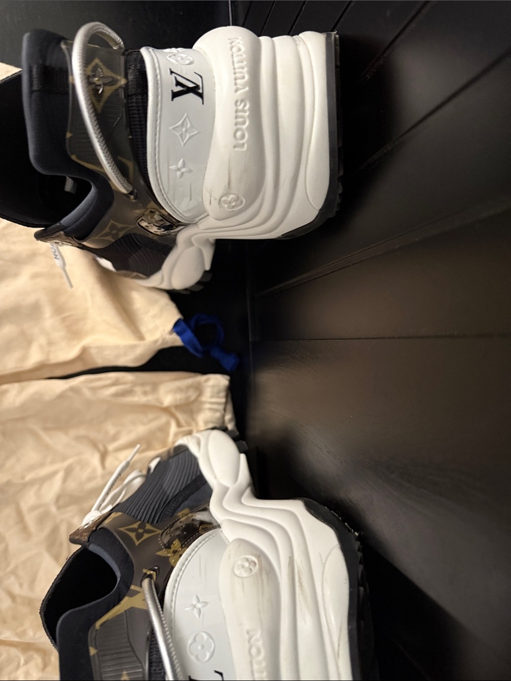 Louis Vuitton Black White Brown Run Away Dad-Style Sneakers - Picture 7 of 7